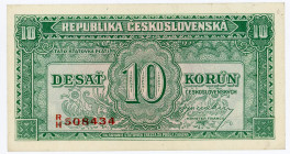 Czechoslovakia 10 Korun 1945 (ND)
P# 60a, N# 207050; # R/H 508434; AUNC