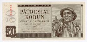 Czechoslovakia 50 Korun 1950
P# 71a, # 353889; UNC