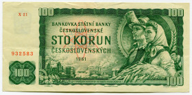 Czechoslovakia 100 Korun 1961
P# 91b, N# 206529; # X21 932583; VF