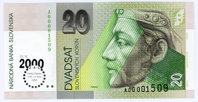 Slovakia 20 Korun 2000 "Millennium"
P# 34, N# 214056; # A00001509; UNC