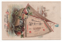 Germany - Empire 1000 Mark 1898
P# 21, Post card "Happy New Year"; UNC