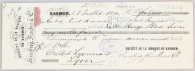 Germany - Empire Societe de la Banque de Barmen 'Hinsberg, Fischer & Co' Wechsel (Bill of Exchange) for 5000 Francs 1880
# D05354; Some creases, stam...