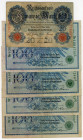 Germany - Empire Lot of 5 Bankotes 1906 - 1908
P# 25, 34, F-VF