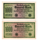 Germany - Weimar Republic 2 x 1000 Mark 1922
P# 76d, N# 202207; XF
