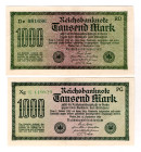 Germany - Weimar Republic 2 x 1000 Mark 1922
P# 76e, N# 202207; XF