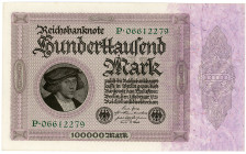 Germany - Weimar Republic 100000 Mark 1923
P# 83a, N# 205189; # P 06612279; AUNC
