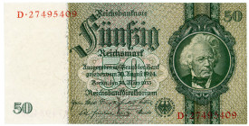 Germany - Third Reich 50 Reichsmark 1933
P# 182a, N# 203641; # D 27495409; UNC