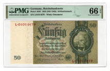 Germany - Third Reich 50 Reichsmark 1933 (1945) (ND) PMG 66 EPQ
P# 182b, N# 203641; # L01014679; UNC