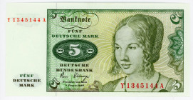 Germany - FRG 5 Deutsche Mark 1980
P# 30b, N# 207879; # Y 1345144 A; UNC