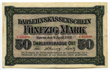 Germany - Empire Kowno 50 Mark 1918
P# R132, N# 277666; VF