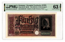 Germany - Third Reich 50 Reichsmark 1940 - 1945 (ND) PMG 63 EPQ
P# R140, N# 206485; # D3361337; UNC