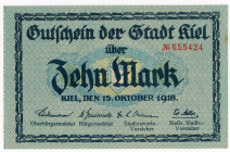 Germany - Weimar Republic Kiel 10 Mark 1918
N# 232928; # 655424; UNC