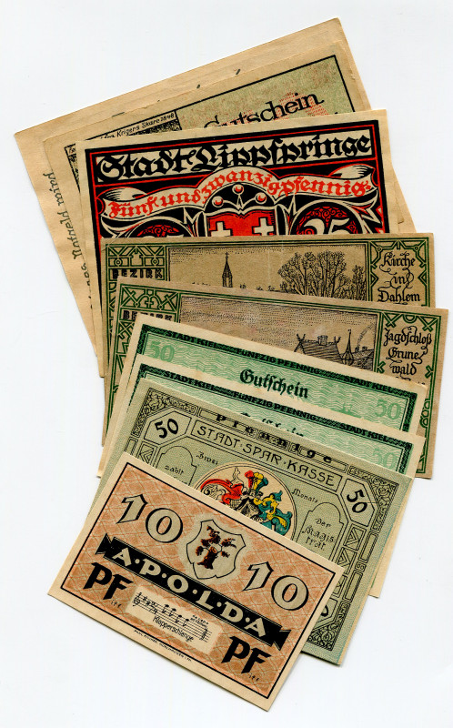 Germany - Weimar Republic Lot of 9 Notgeld 1920 th
UNC