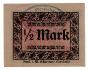 Germany - Weimar Republic Notgeld 1/2 Mark 1920 (ND) Error Note
NL, Inverted reverse; UNC