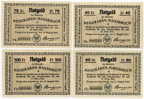 Germany - Weimar Republic Neugraben-Hausbruch Full Set of Notgeld 1921
40 - 60 - 75 - 100 Pfennig; AUNC