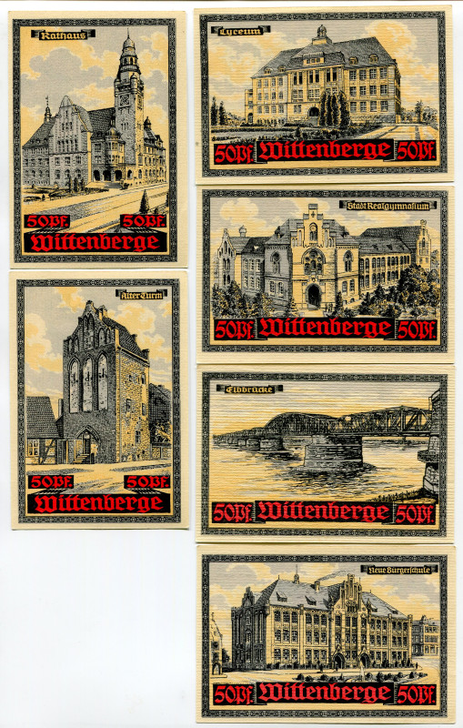 Germany - Weimar Republic Wittenberge Lot of 6 Notgeld 1921 Full Set
UNC