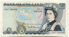 Great Britain 5 Pounds 1980 - 1987 (ND)
P# 378c, N# 202802; # JX47 560595; VF