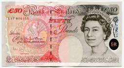 Great Britain 50 Pounds 2004 - 2011 (ND) Fancy Number
P# 388c, N# 203826; # L17 806555; UNC