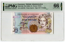 Guernsey 5 Pounds 1996 (ND) PMG 66 EPQ Gem Uncirculated
P# 56a, # A232190