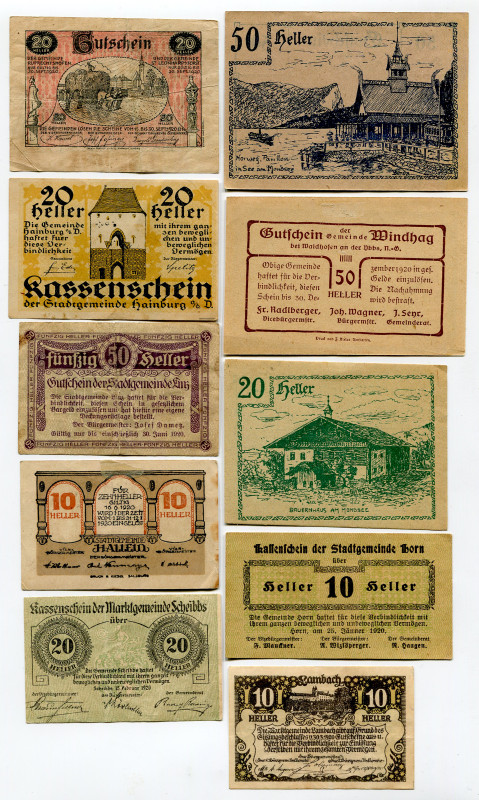 Austria Lot of 9 Notgeld 1920 th
AUNC