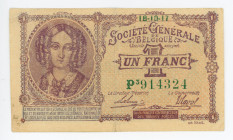Belgium 1 Franc 1917
P# 86b, N# 213157; # P3 914324; XF
