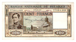 Belgium 100 Francs 1949
P# 126, N# 212070; # 192731443; VF-XF