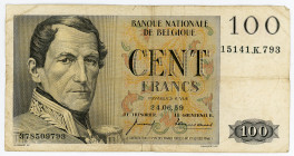 Belgium 100 Francs 1958
P# 129c, N# 207624; # 15141.K.793; VF