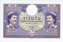 Croatia Ragusa 1000 Dinara 2019 Specimen "Ragusa / Dubrovnik"
# A.01 000352; Fantasy Banknote; Limited Edition; Made by Matej Gábriš; BUNC
