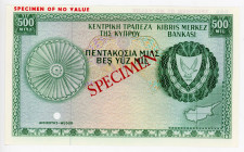 Cyprus 500 Mils 1964 Specimen
P# 42s , # 099; UNC