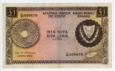 Cyprus 1 Pound 1968
P# 43a, N# 229370; # C/35 099670; VF-XF