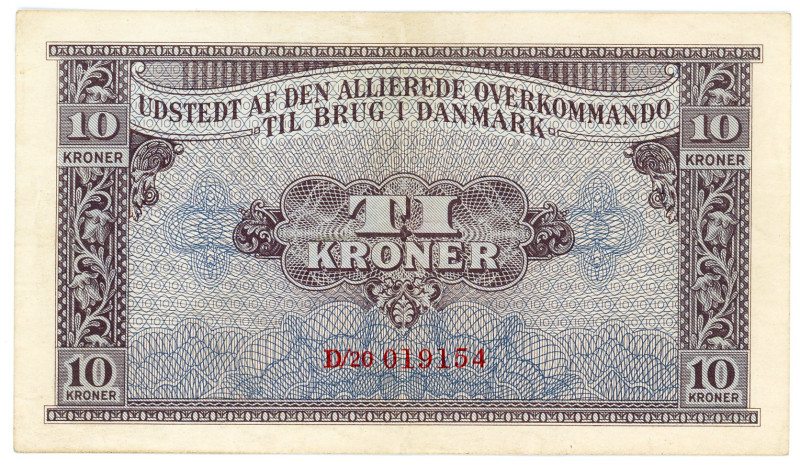 Denmark 10 Kroner 1945
P# M4, # D20 019154; UNC