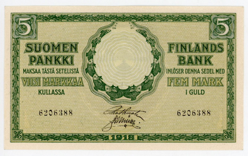 Finland 5 Markkaa 1909
P# 36, # 6206388; UNC