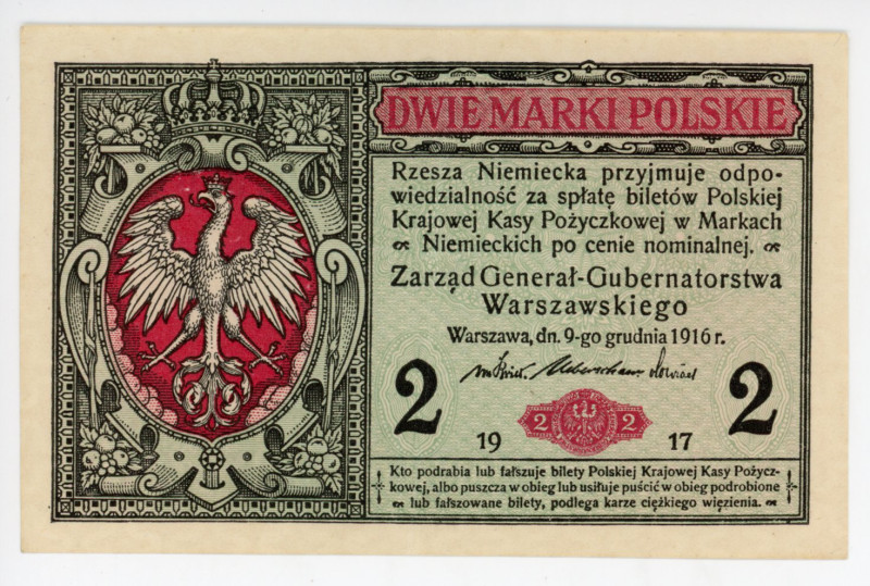 Poland 2 Marki 1917
P# 9, # 4376591; AUNC