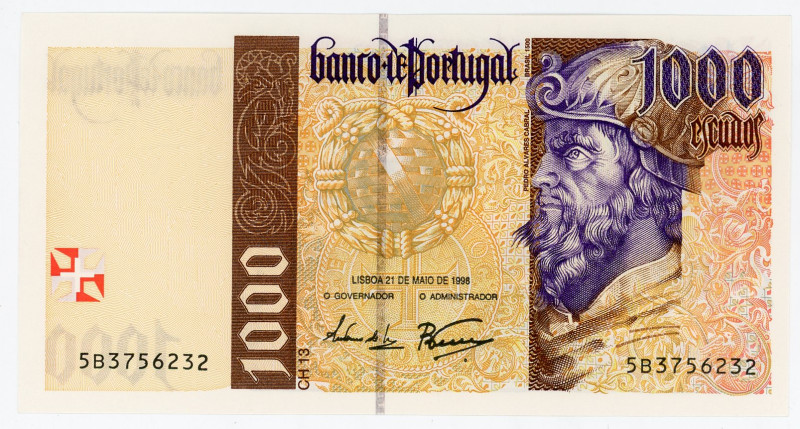 Portugal 1000 Escudos 1998
P# 188c, N# 203927; # 5B3756232; UNC