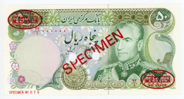 Iran 50 Rials 1974 Specimen
P# 101s, # 079; UNC