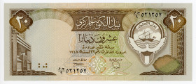 Kuwait 20 Dinars 1986 - 1991 (ND)
P# 16b, N# 207233; # 531257; Jaber III al-Ahmad al-Sabah; UNC