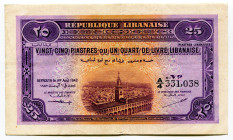 Lebanon 25 Piastres 1942
P# 36, N# 210206; # 331.038; XF
