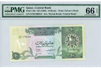 Qatar 10 Riyals 1996 (ND) PMG 66 EPQ Gem Uncirculated
P# 16b, # D/28 006818