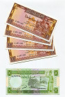 Syria Lot of 5 Banknotes 1982 - 1991
P# 93e, 100e, 5 Pounds & 4 x 1 Pound with Consecutive Numbers; UNC