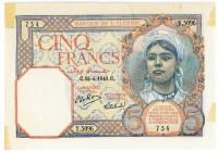 Algeria 5 Francs 1941
P# 77b, N# 207711; VF+