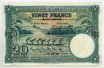 Belgian Congo 20 Francs 1952
P# 23, N# 241807; # C696971; VF
