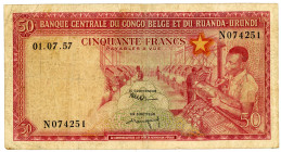 Belgian Congo 50 Francs 1959
P# 32, N# 259285; # N074251; VF
