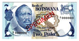 Botswana 2 Pula 1976 (ND) Specimen
P# 2s, N# 257673; # B/1 000000; UNC