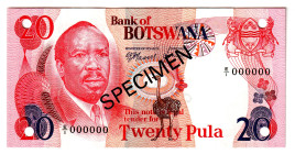 Botswana 20 Pula 1976 (ND) Specimen
P# 5s, N# 257676; # E/1 000000; UNC