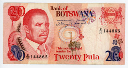 Botswana 20 Pula 1992
P# 13a, N# 257678; # E/32 144865; RARE SIGN; VF