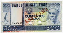 Cabo Verde 500 Escudos 1977 Specimen
P# 55s1, N# 230582; # 0495; UNC