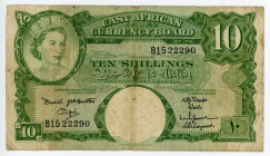 East Africa 10 Shillings 1961
P# 42a, N# 267555; # B15 22290; F
