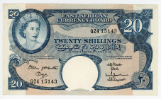 East Africa 20 Shillings 1961 - 1963 (ND)
P# 43, N# 267556; # Q24 15143; AUNC