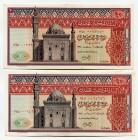 Egypt 2 x 10 Pounds 1969 (ND)
P# 46b, N# 201606; Signature: Zendo; UNC-/UNC