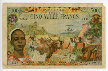 Equatorial African States Gabon 5000 Francs 1963 (ND)
P# 6d, N# 258211; # Y.227 640; F-VF